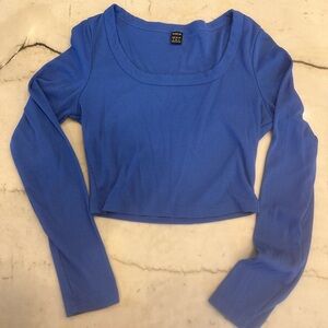SHEIN Vibrant Blue Ribbed Crop Top